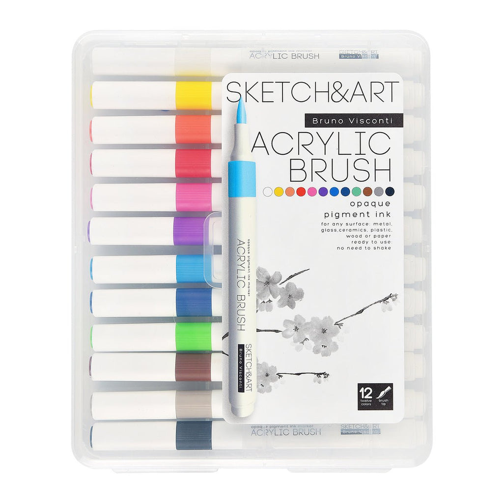 Acrylic brush markers // "Basic", set of 12 colours // by Sketch&Art - Artish