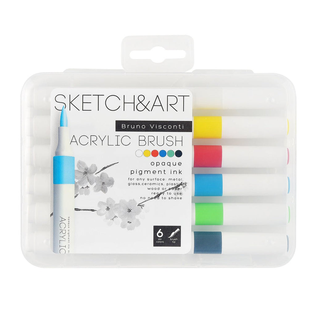 Acrylic brush markers // "Basic", set of 6 colours // by Sketch&Art - Artish