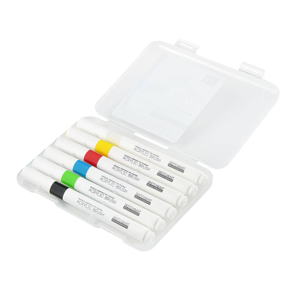 Acrylic brush markers // "Basic", set of 6 colours // by Sketch&Art - Artish