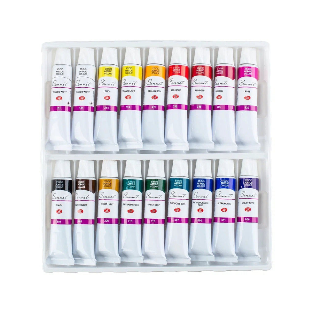 Acrylic paint set // 18 colors in 10 ml tubes // by Sonnet - Artish