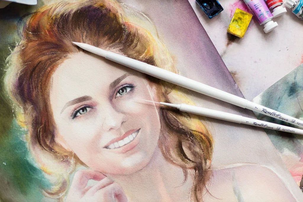 Aqua brush // Synthetic, Round, White handle // by Roubloff - Artish