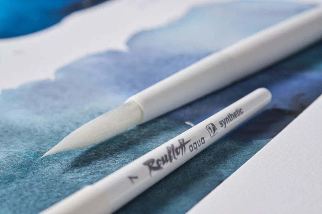 Aqua brush // Synthetic, Round, White handle // by Roubloff - Artish