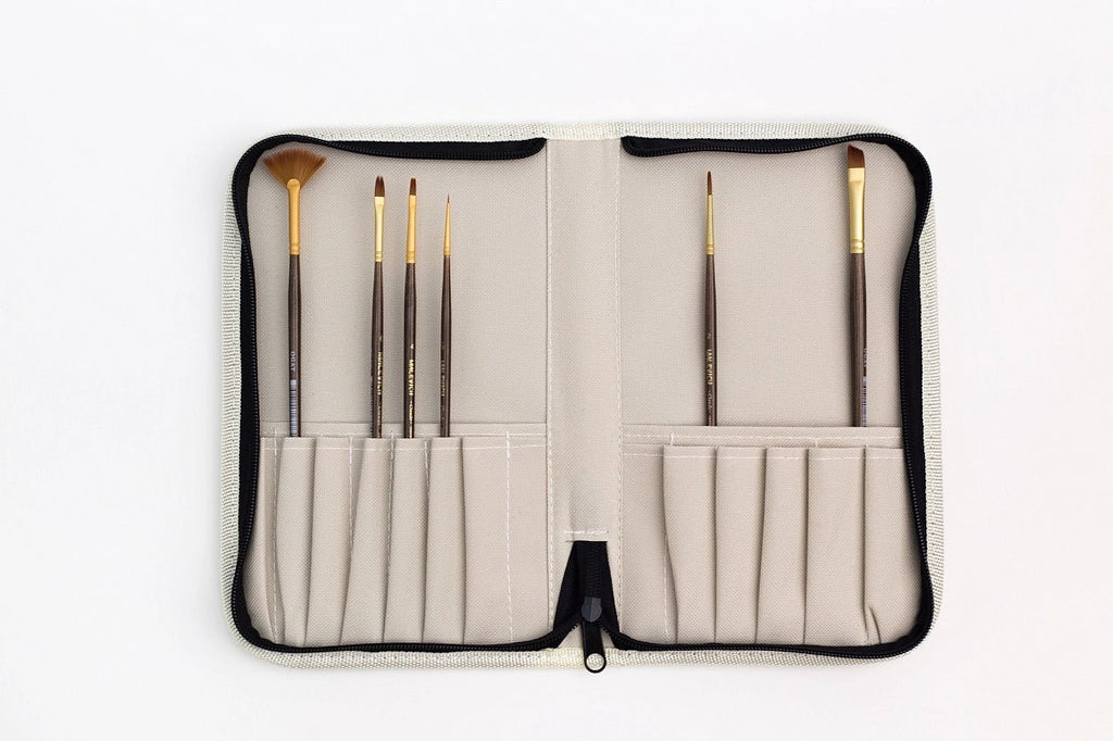 Brush case // Beige fabric, 16 x 25 cm (EMPTY case) // by Malevich - Artish