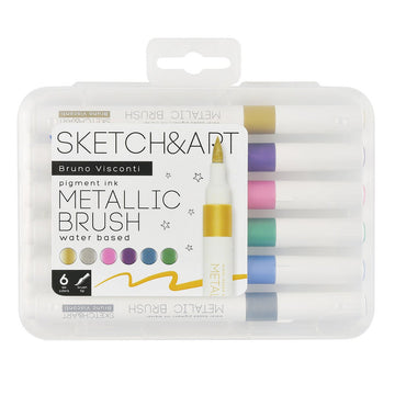 Brush markers // "Metallic", set of 6 colours, Water based // by Sketch&Art - Artish