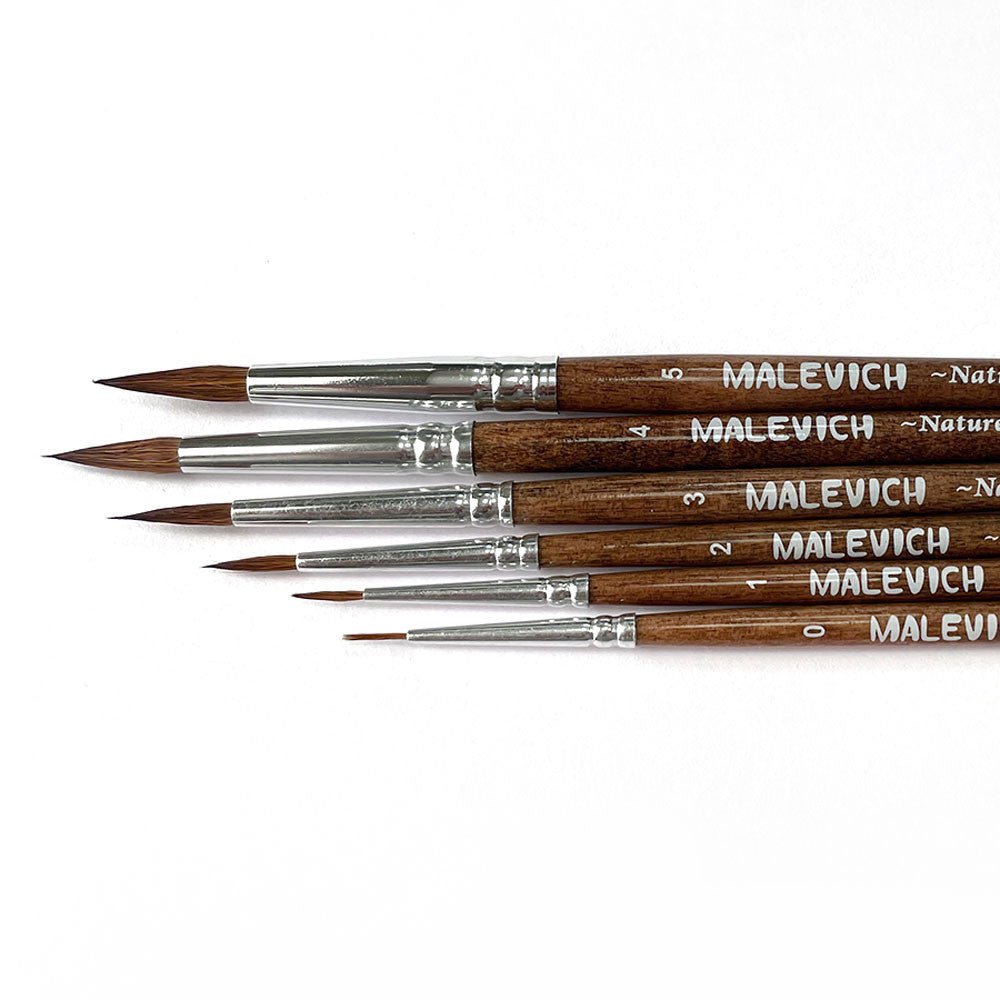 Brushes "Nature" // Mixed kolinsky and synthetic, round // Size variety // by Malevich - Artish