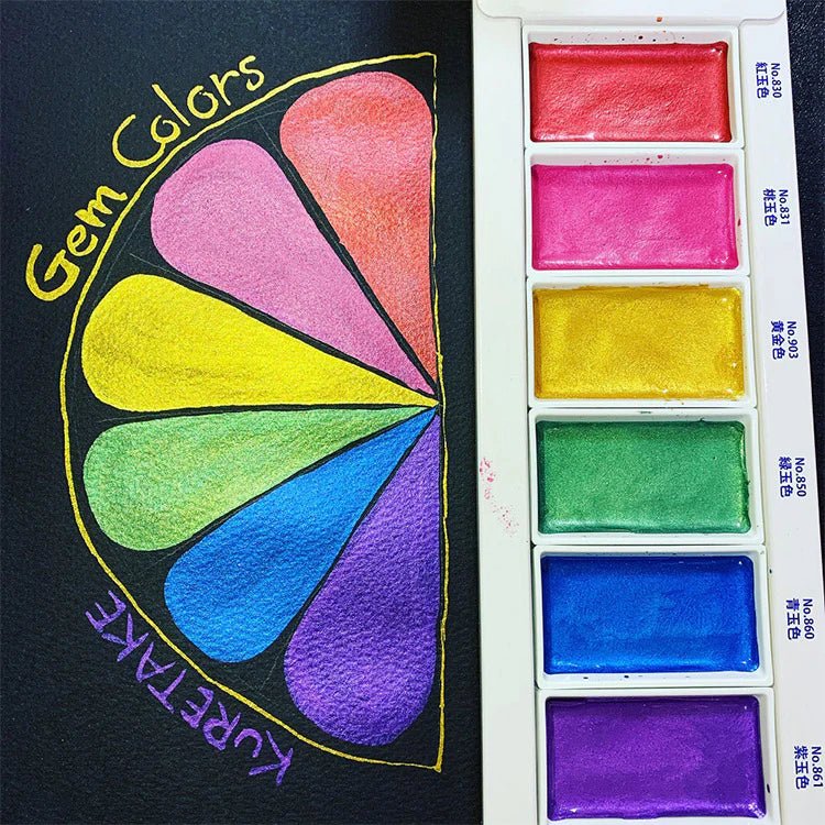 GANSAI Gem Watercolor set // 6 pans // by KURETAKE - Artish
