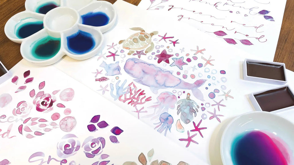 GANSAI Granulating Watercolor set // 5 colors // by KURETAKE - Artish