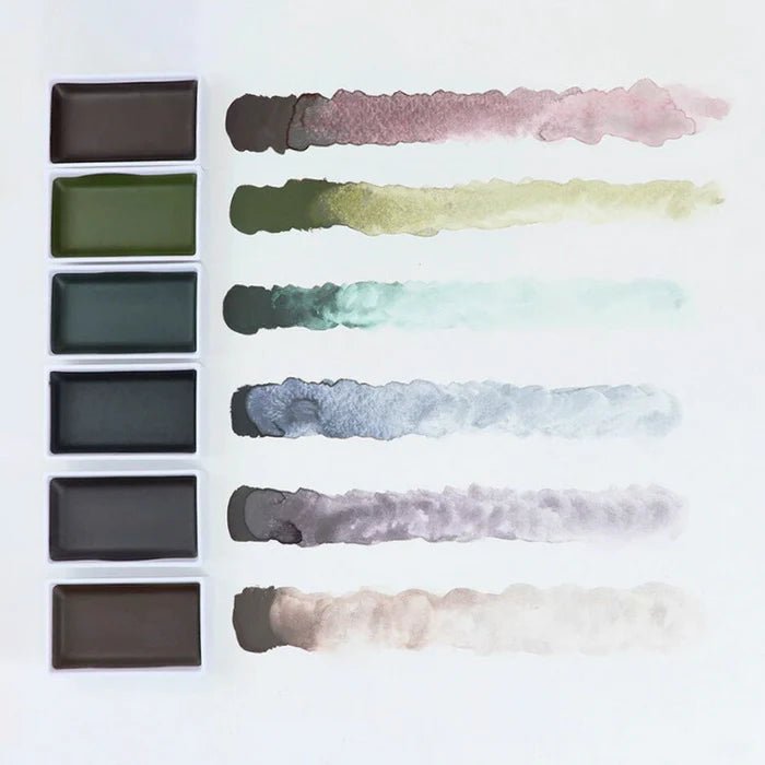 GANSAI Graphite Watercolor set // 6 pans // by KURETAKE - Artish