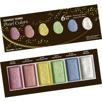 GANSAI Pearl Watercolor set // 6 pans // by KURETAKE - Artish