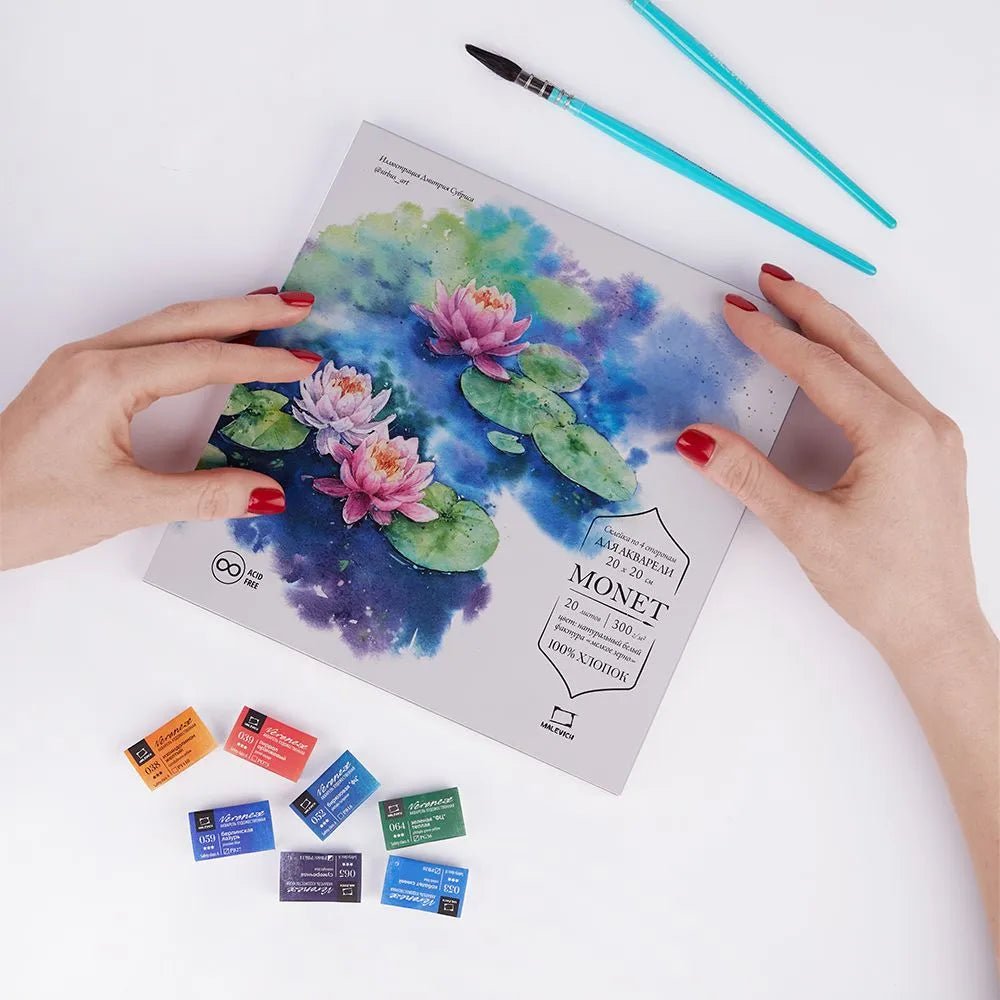 Monet watercolor paper // 100% Cotton, 300 gsm // 20x20 cm, 20 sheets // by Malevich - Artish