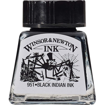 Permanent Ink for drawing and calligraphy // "Indian Black", 14 ml // by Winsor&Newton - Artish