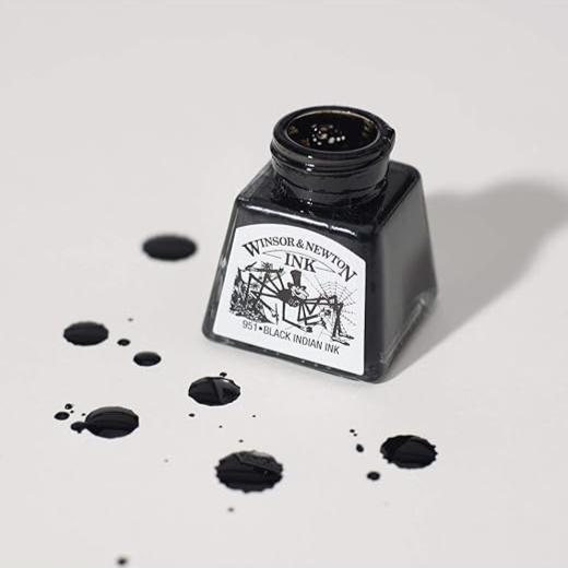Permanent Ink for drawing and calligraphy // "Indian Black", 14 ml // by Winsor&Newton - Artish