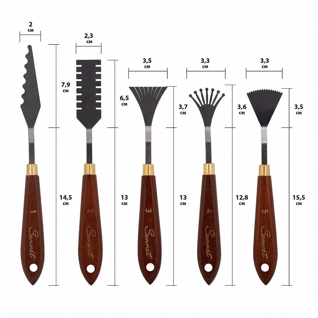Set of Shaped palette knives // 5 pcs // by Sonnet - Artish