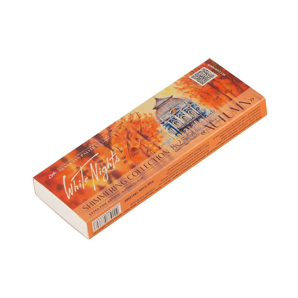 Shimmering watercolor paint set // "Autumn", 8 pans in paper box // by White Nights - Artish