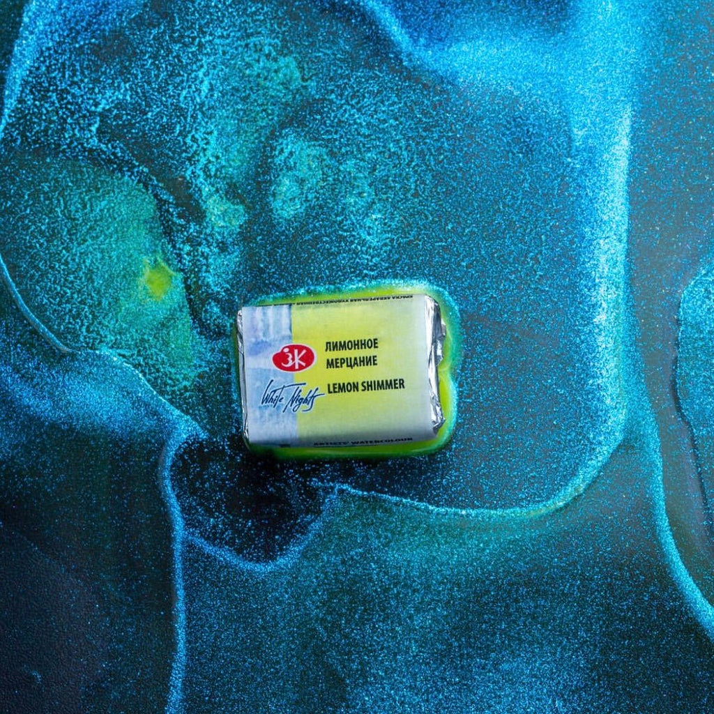 Shimmering watercolor paint set // "Summer", 8 pans in paper box // by White Nights - Artish