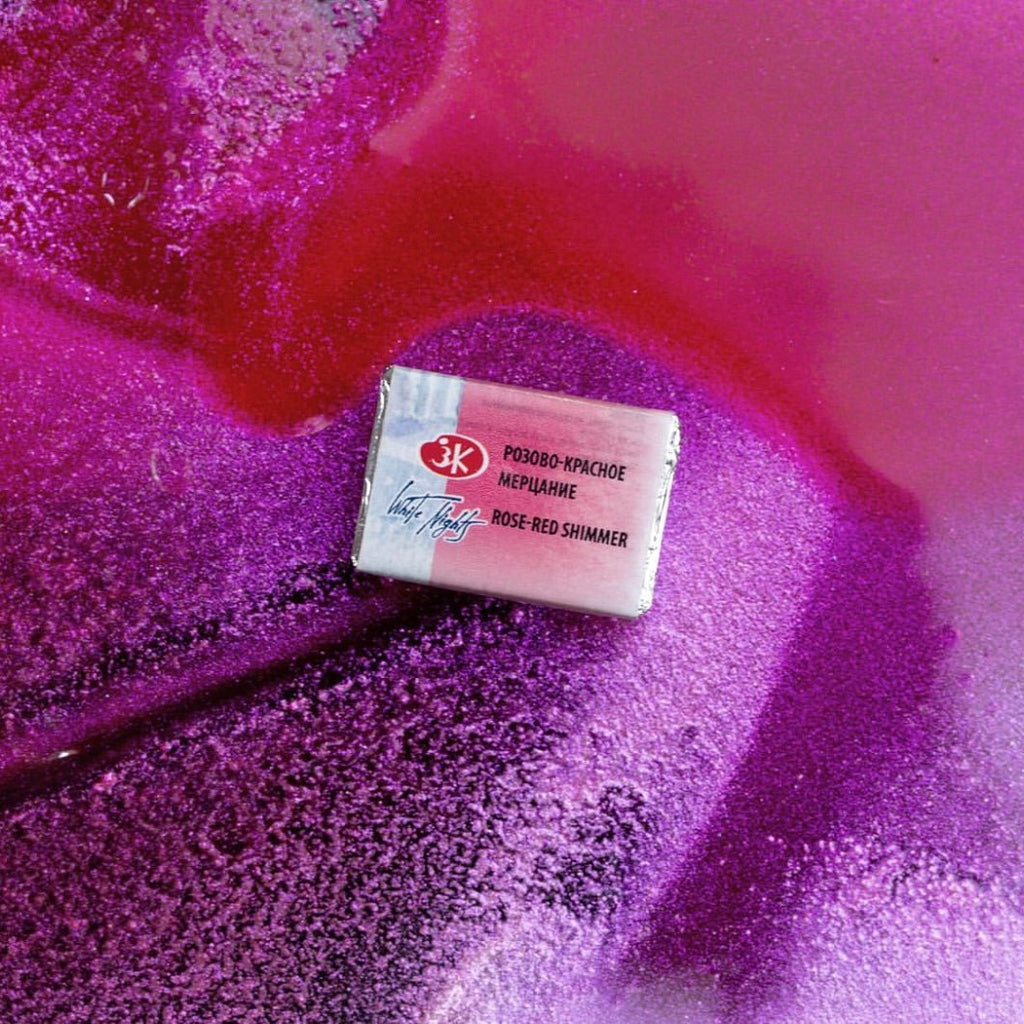 Shimmering watercolor paint set // "Summer", 8 pans in paper box // by White Nights - Artish