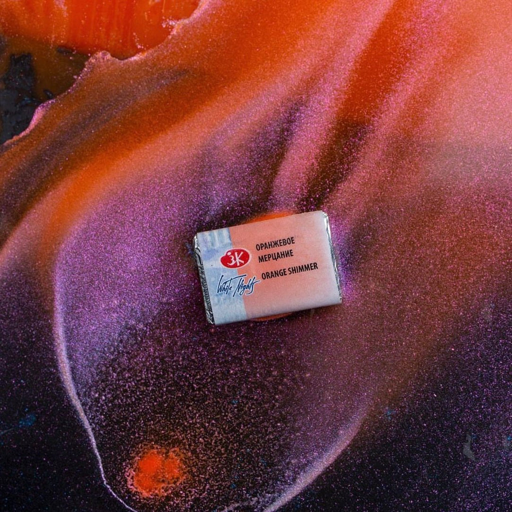 Shimmering watercolor paint set // "Summer", 8 pans in paper box // by White Nights - Artish