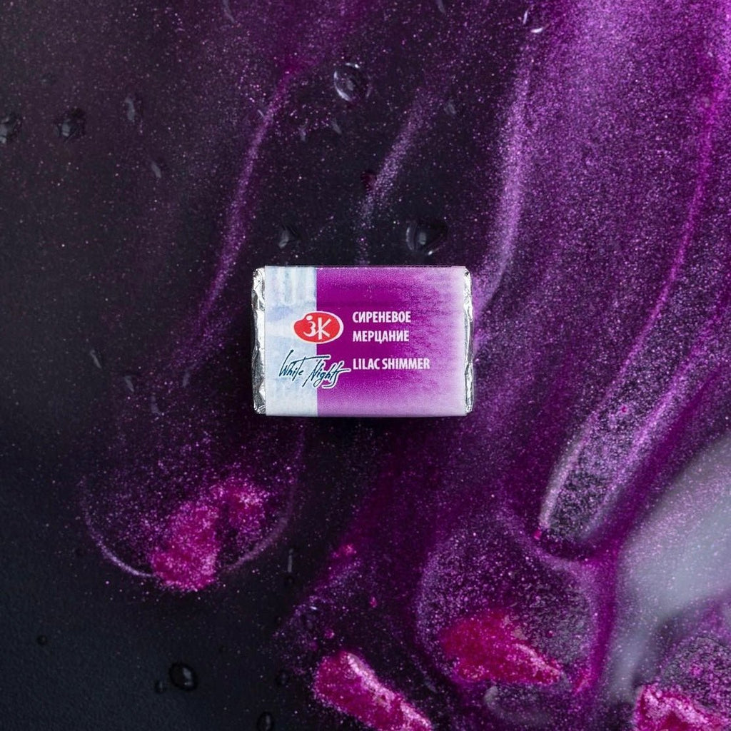 Shimmering watercolor paint set // "Summer", 8 pans in paper box // by White Nights - Artish