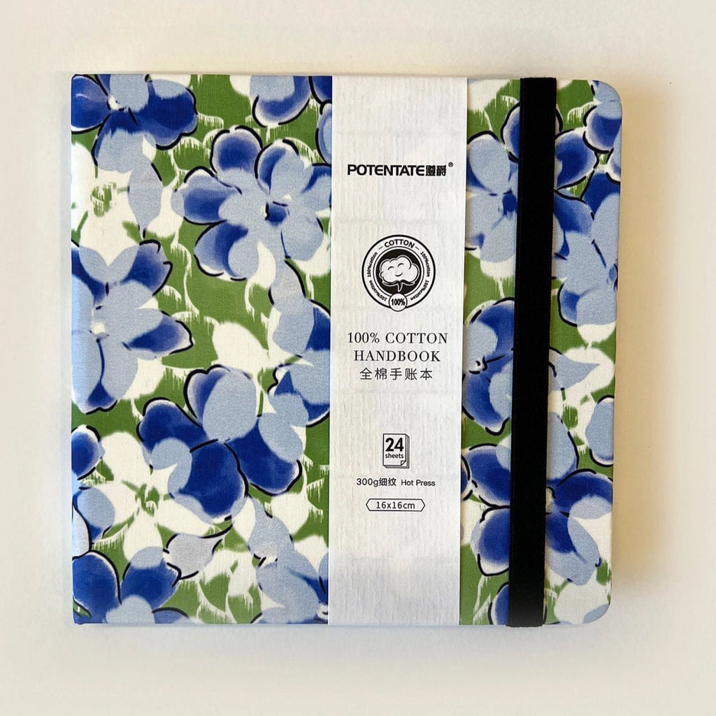 Sketchbook "Blue flowers" // Cotton, 300 gsm, 16х16 cm // Hot Pressed, 24 sheets // by Potentate - Artish