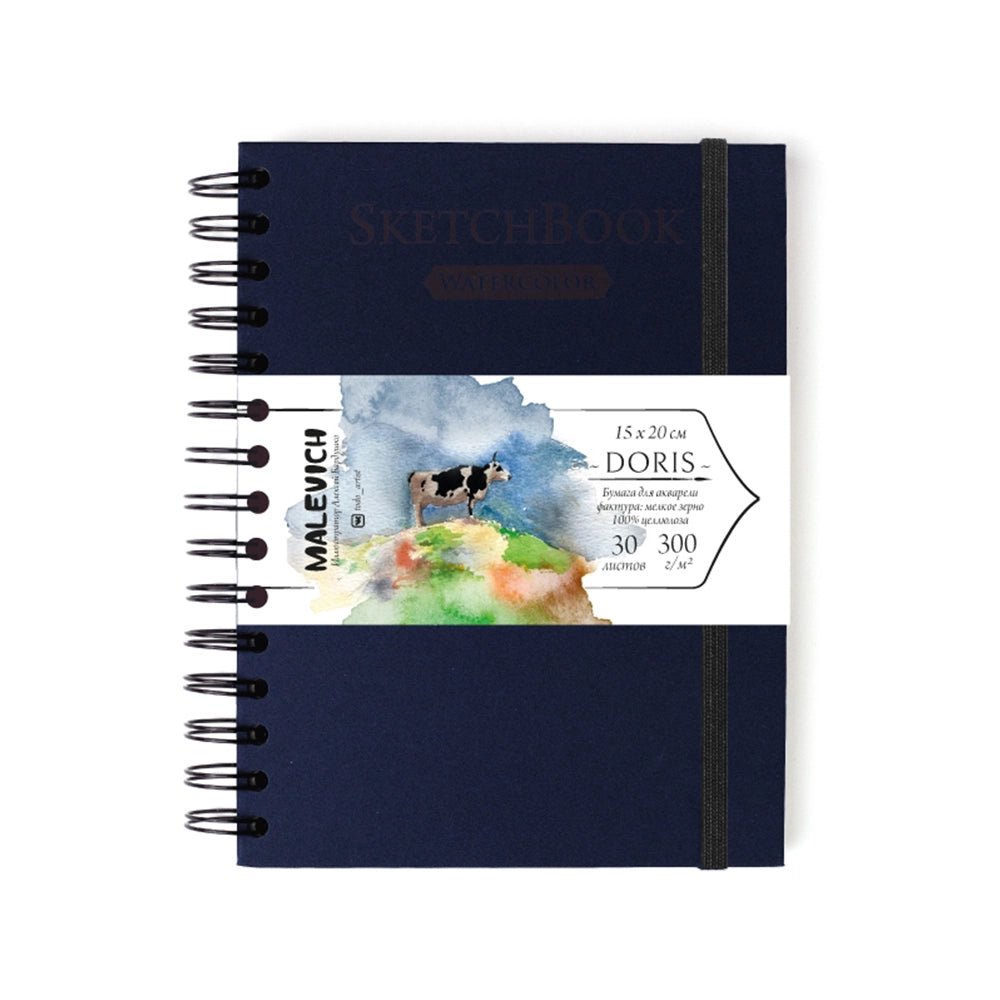 Sketchbook "Doris" // 100% Cellulose, 300 g/m2 // Indigo, 15х20 cm, 30 sheets // by Malevich - Artish