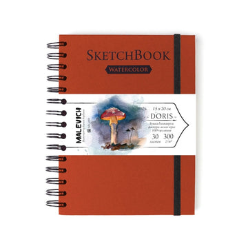 Sketchbook "Doris" // 100% Cellulose, 300 g/m2 // Red, 15х20 cm, 30 sheets // by Malevich - Artish