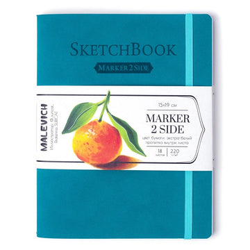 Sketchbook for Markers "2Side" // 220 g/m2 // Turquoise , 15 х19 cm, 18 sheets // by Malevich - Artish