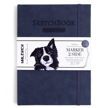 Sketchbook for Markers "2Side" // 220 gsm // BLUE, 15 х21 cm, 40 sheets // by Malevich - Artish