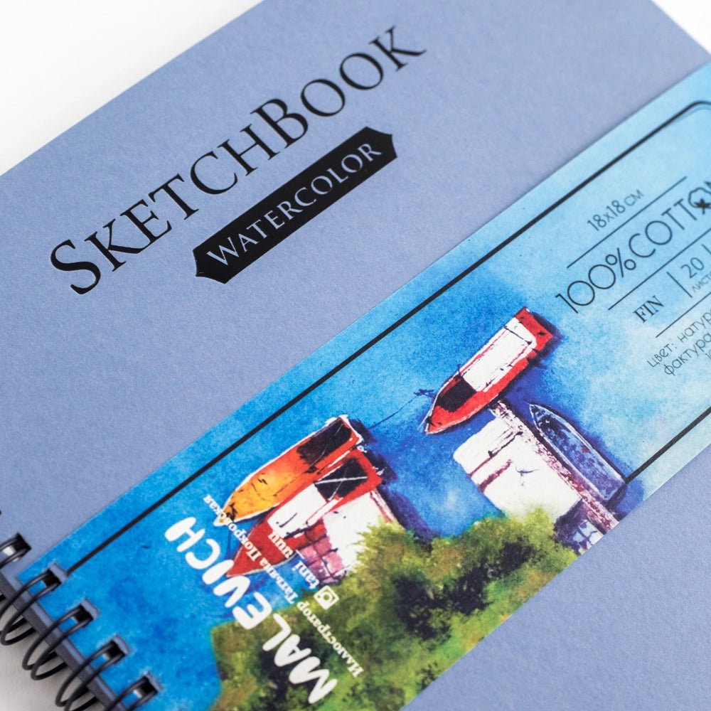 Sketchbook for watercolor // 100% Cotton, 300 gsm // 18х18 cm, 20 sheets // by Malevich - Artish