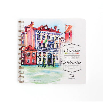 Sketchbook for watercolor "VERONEZE" // 200 g/m2, 18 х 18 cm, 30 sheets // by Malevich - Artish