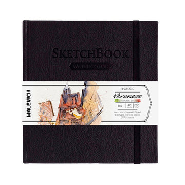Sketchbook for watercolor "VERONEZE" // BLACK, 200 gsm, 14,5х14,5 cm, 40 sheets // by Malevich - Artish
