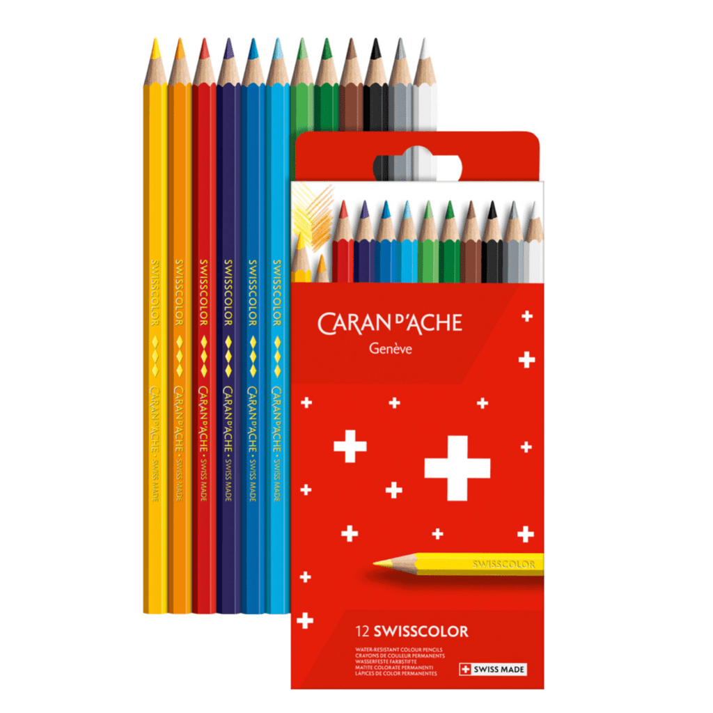 Swisscolor Pencil Set - Permanent Water - Resistant pencils // 12 colours // by Caran D'Ache - Artish