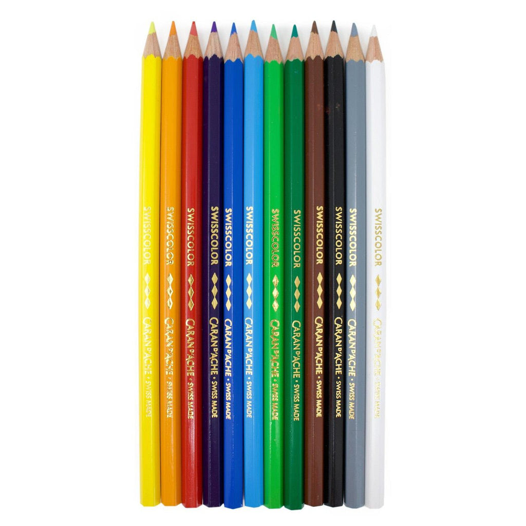 Swisscolor Pencil Set - Permanent Water - Resistant pencils // 12 colours // by Caran D'Ache - Artish