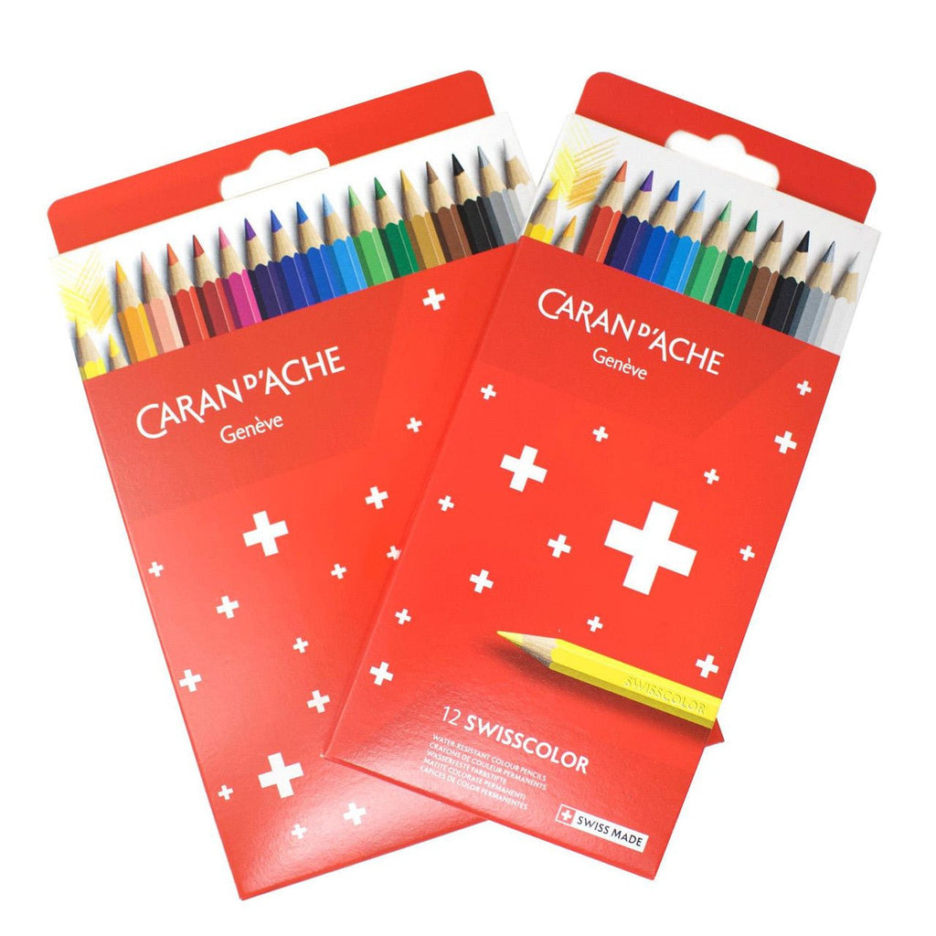 Swisscolor Pencil Set - Permanent Water - Resistant pencils // 12 colours // by Caran D'Ache - Artish