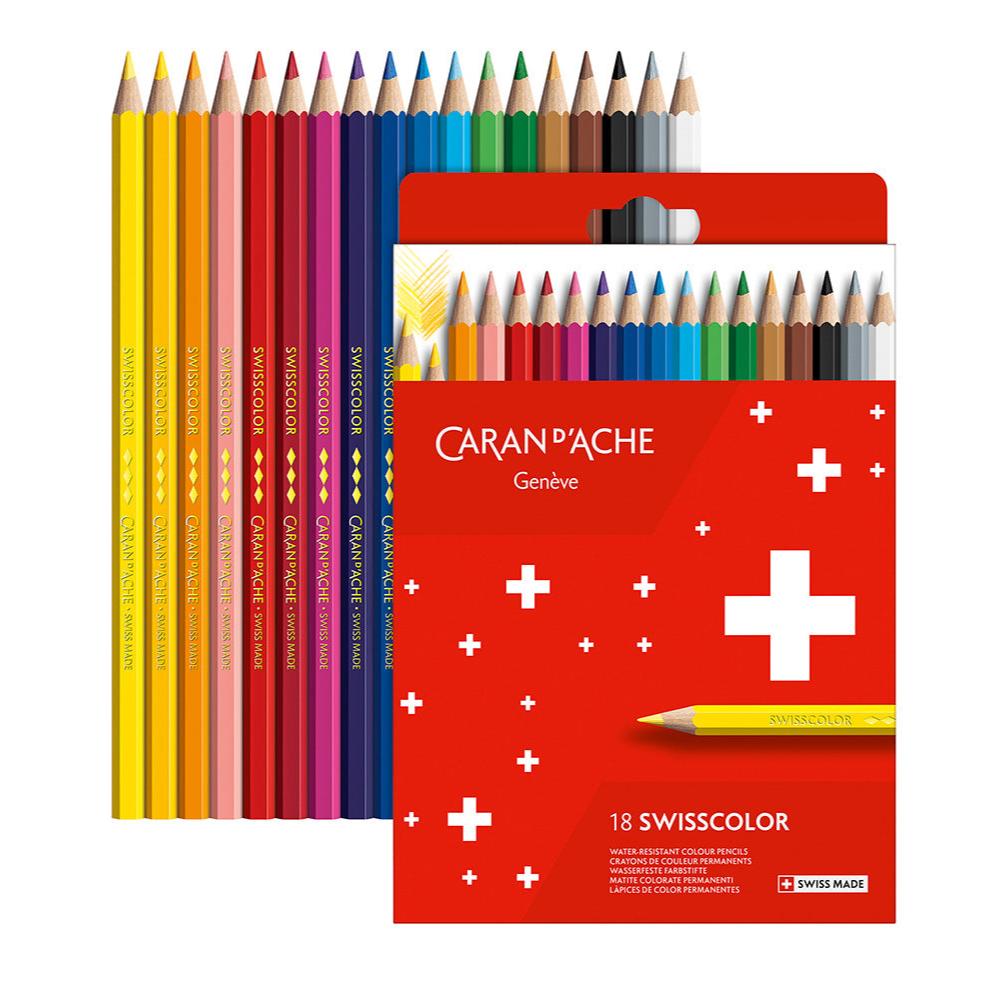 Swisscolor Pencil Set - Permanent Water - Resistant pencils // 18 colours // by Caran D'Ache - Artish