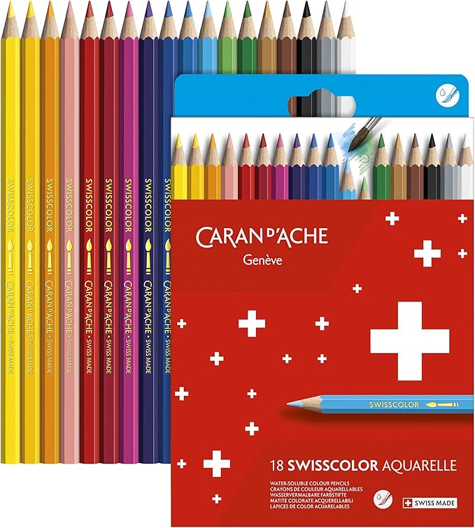 Swisscolor Watercolour Pencil Sets - Aquarelle Pencils // 18 colours // by Caran D'Ache - Artish