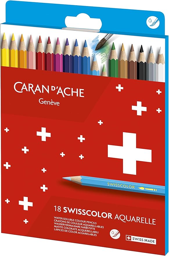 Swisscolor Watercolour Pencil Sets - Aquarelle Pencils // 18 colours // by Caran D'Ache - Artish