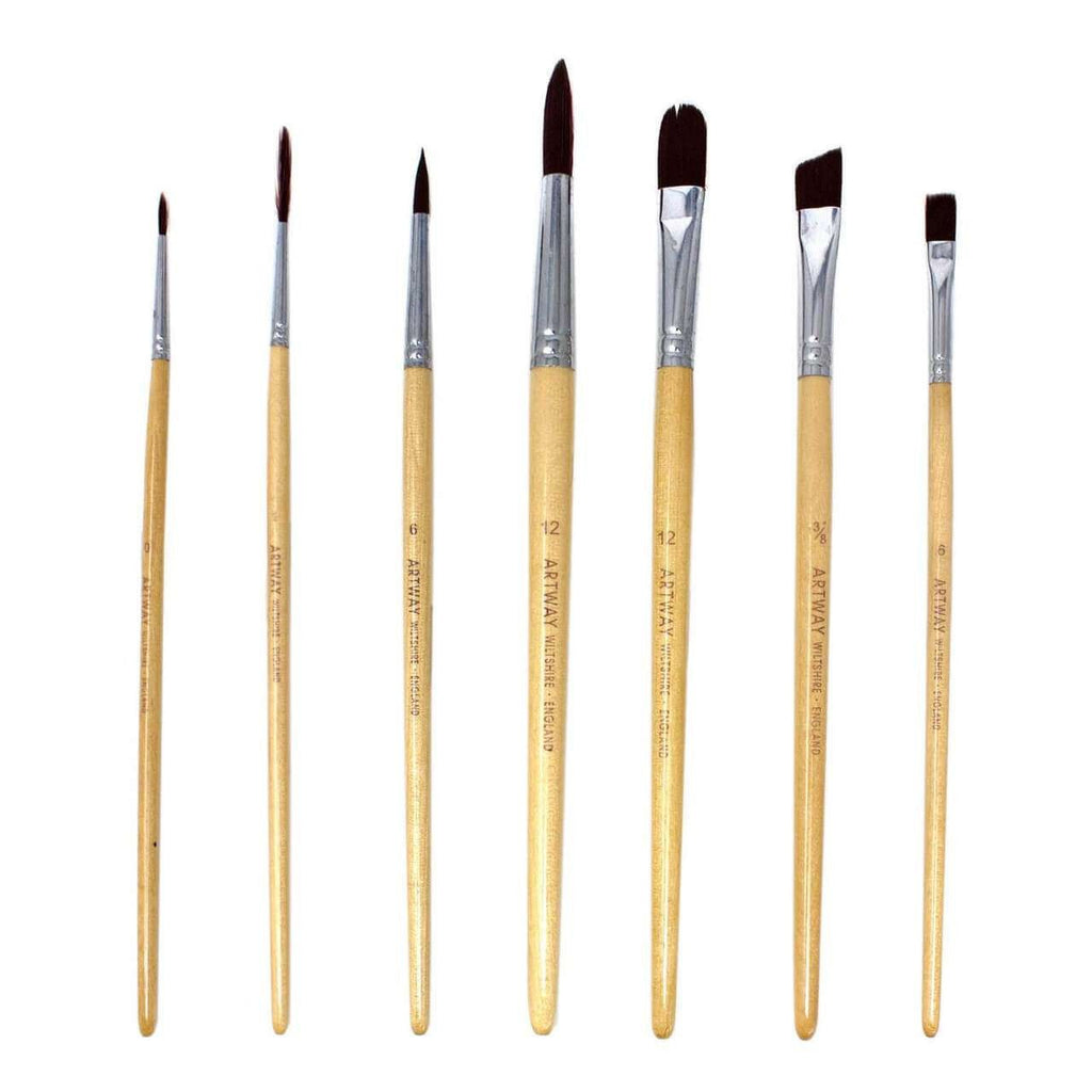 Synthetic Paintbrush Set // 7 brushes, Short Handle // by Artway - Artish