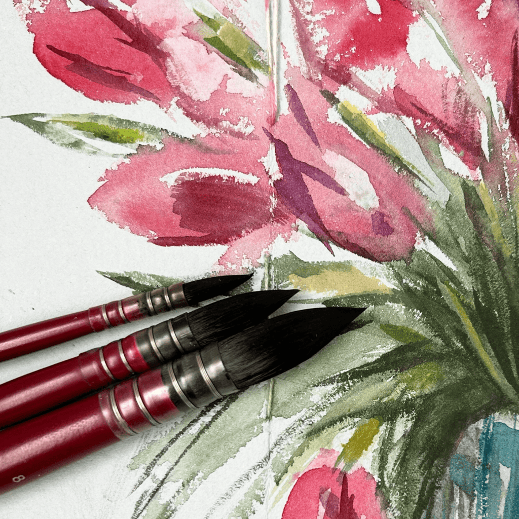 Synthetic Quill Mop Watercolour Brushes // 3 brushes, Short Handle // by Artway - Artish