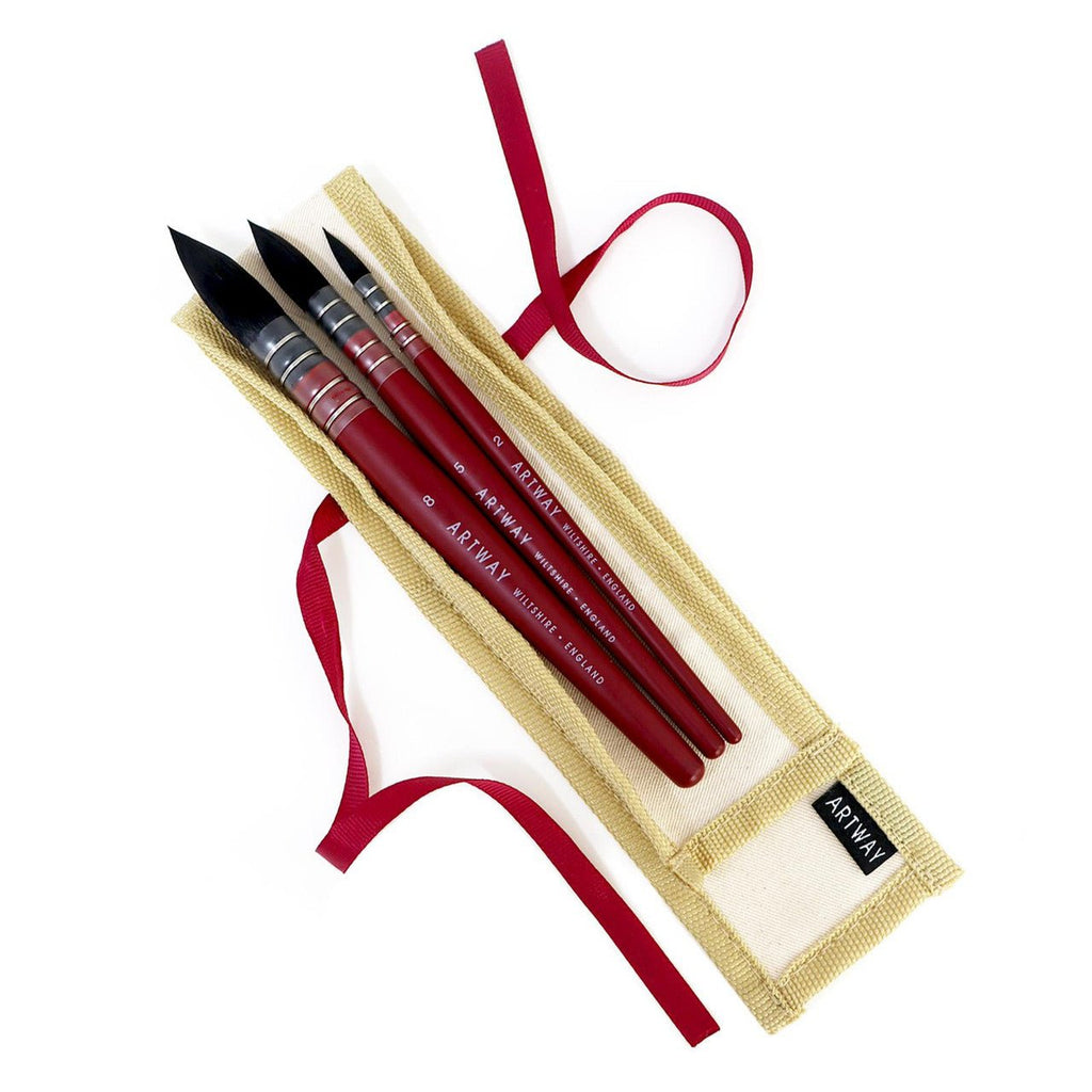 Synthetic Quill Mop Watercolour Brushes // 3 brushes, Short Handle // by Artway - Artish