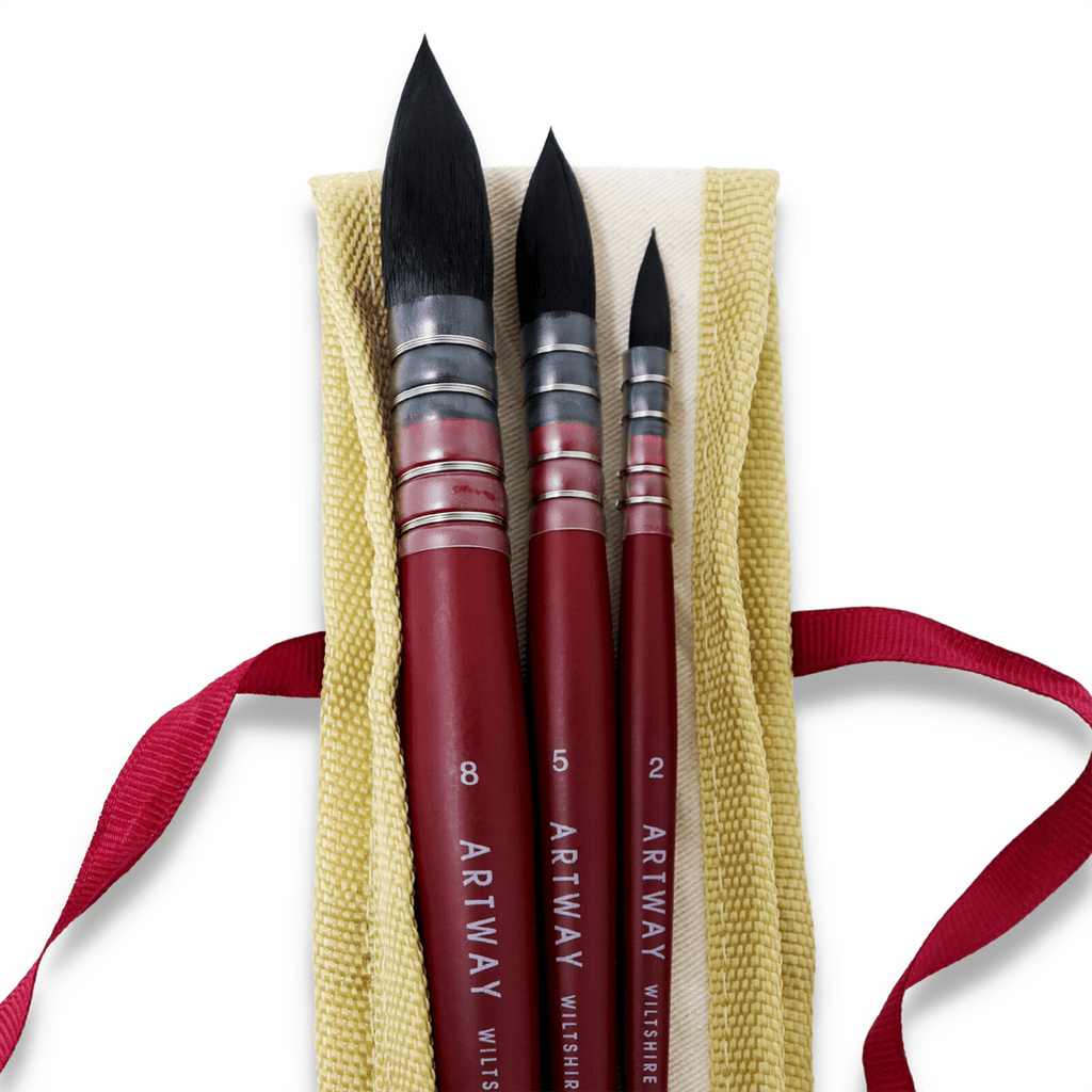 Synthetic Quill Mop Watercolour Brushes // 3 brushes, Short Handle // by Artway - Artish