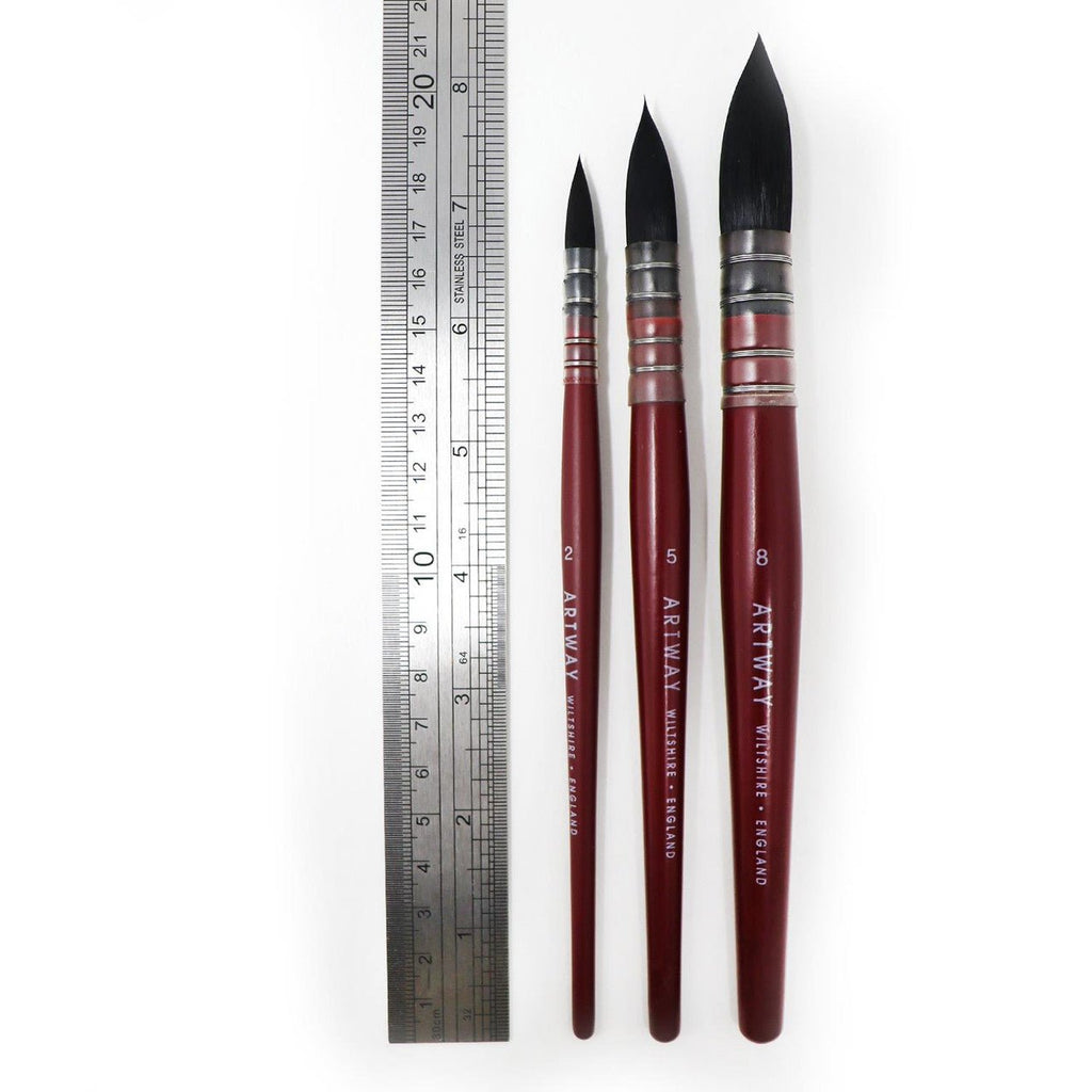 Synthetic Quill Mop Watercolour Brushes // 3 brushes, Short Handle // by Artway - Artish