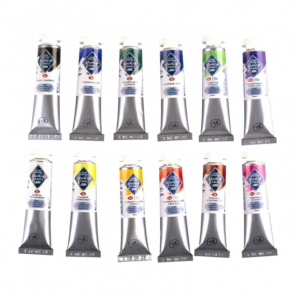 Tempera paint set // Colorism, 12 colours x 18 ml tubes // by Master - Class - Artish