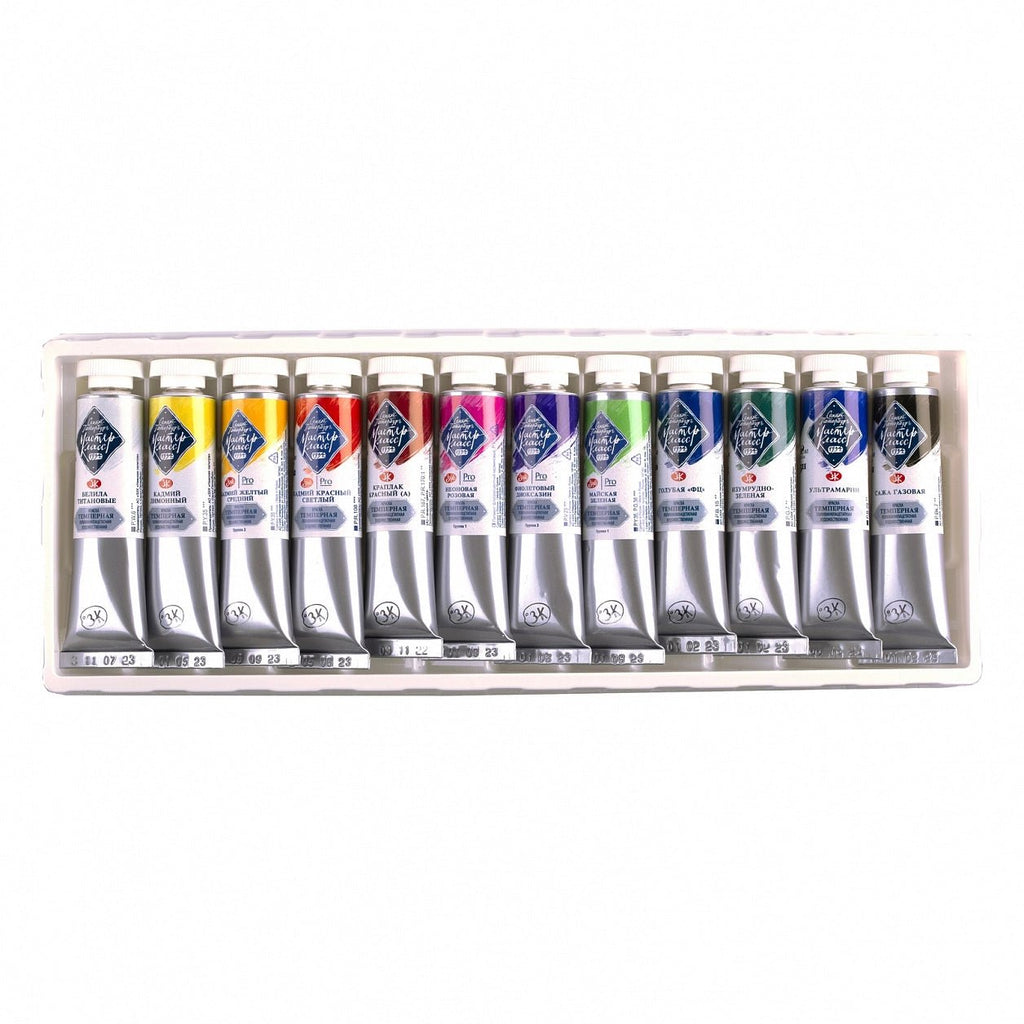 Tempera paint set // Colorism, 12 colours x 18 ml tubes // by Master - Class - Artish