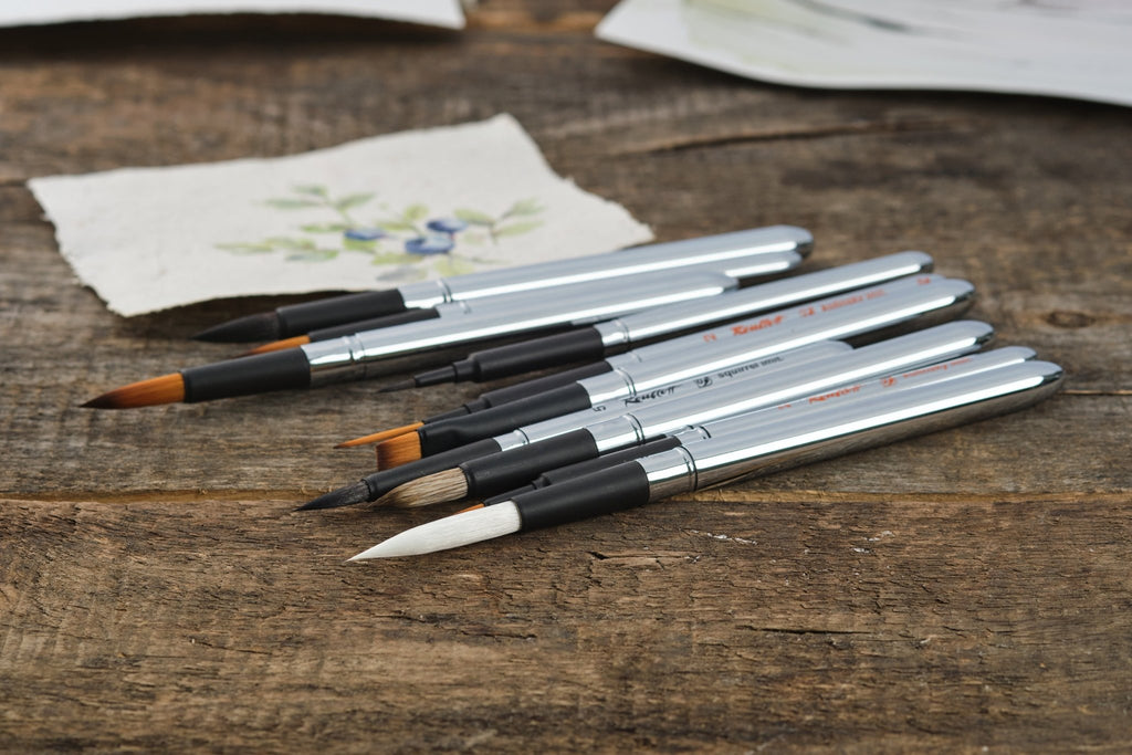 Travel brush // Synthetic kolinsky imitation, Flat, #8 // by Roubloff - Artish