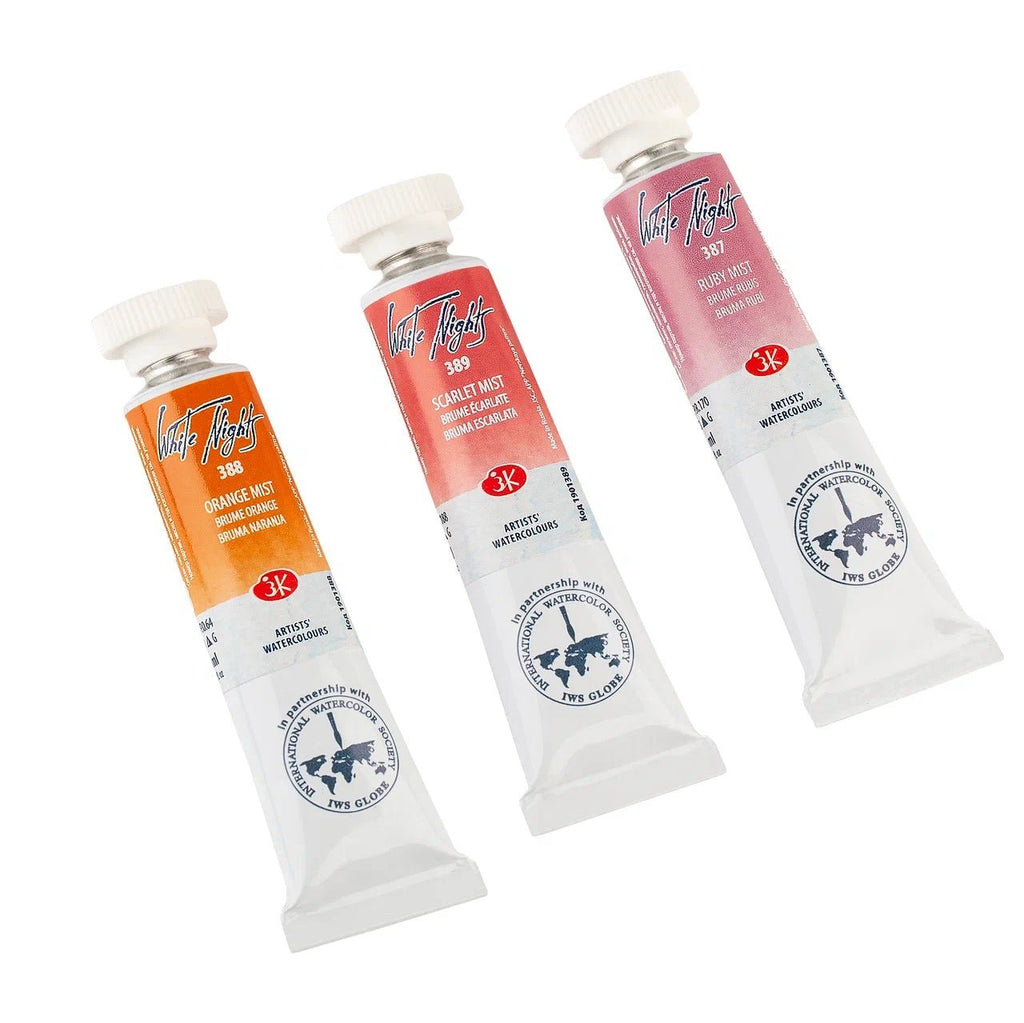 Watercolor paint set - Flame // 3 tubes x 10ml // by White Nights - Artish