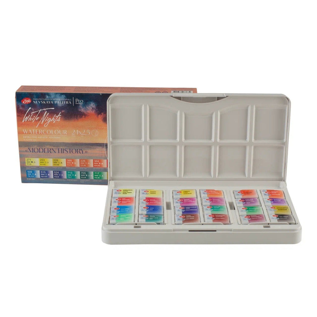 Watercolor paint set "Modern History" // 24 pans in plastic box // by White Nights - Artish