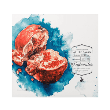 Watercolor paper “White Swan'' // 250 g/m2, 20 sheets, “Small pomegranate” 24х23 cm // by Malevich - Artish