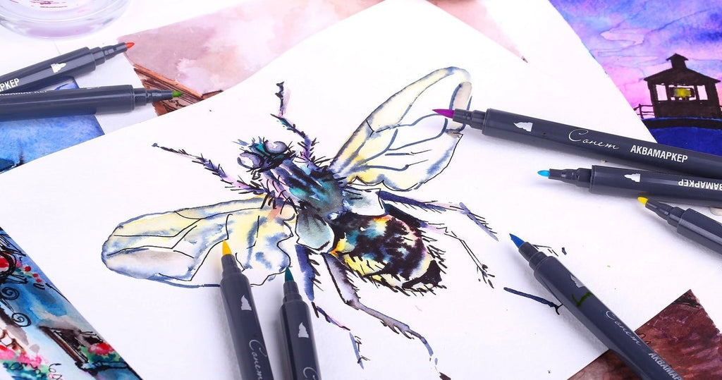 Watercolor twin-tip brush marker set // "Basic colours", 12 colours // by Sonnet - Artish