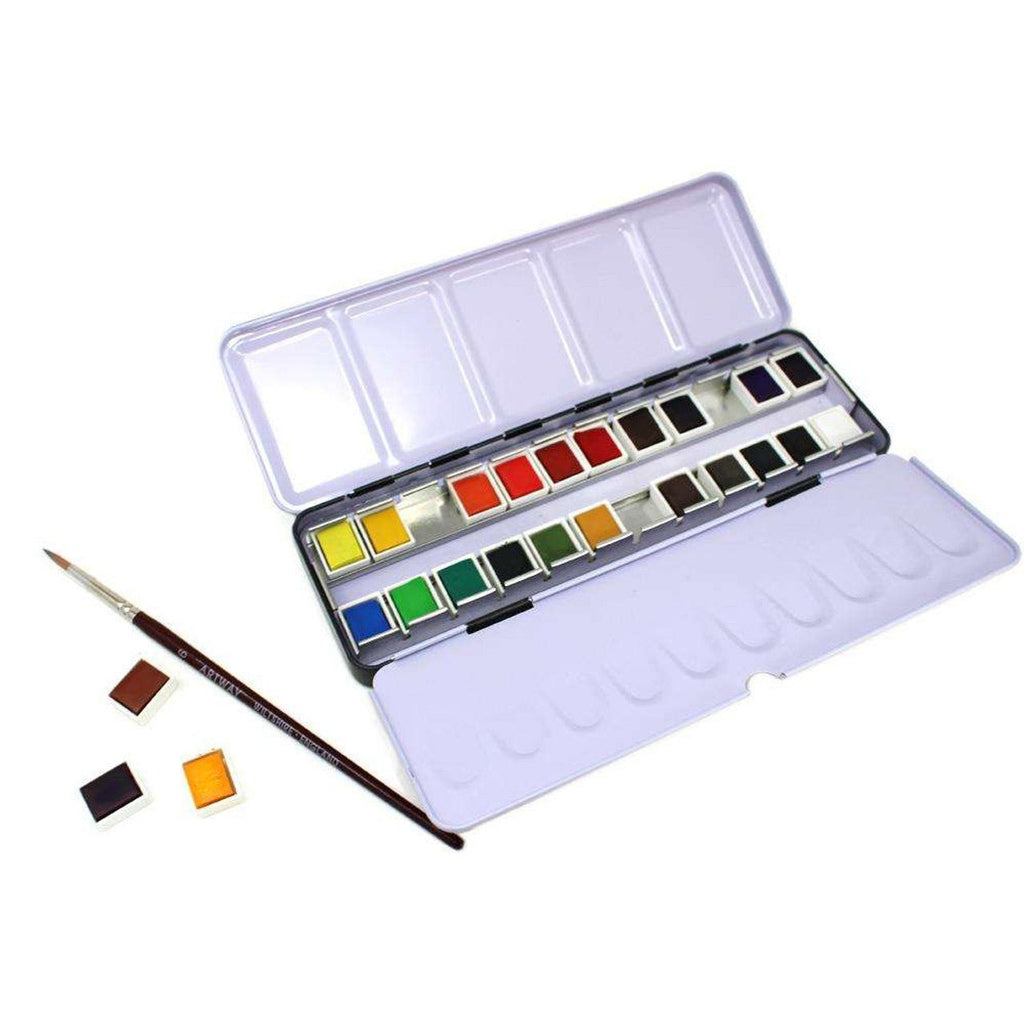 Watercolour Paint Set with Brush // 24 colors // by Artway - Artish