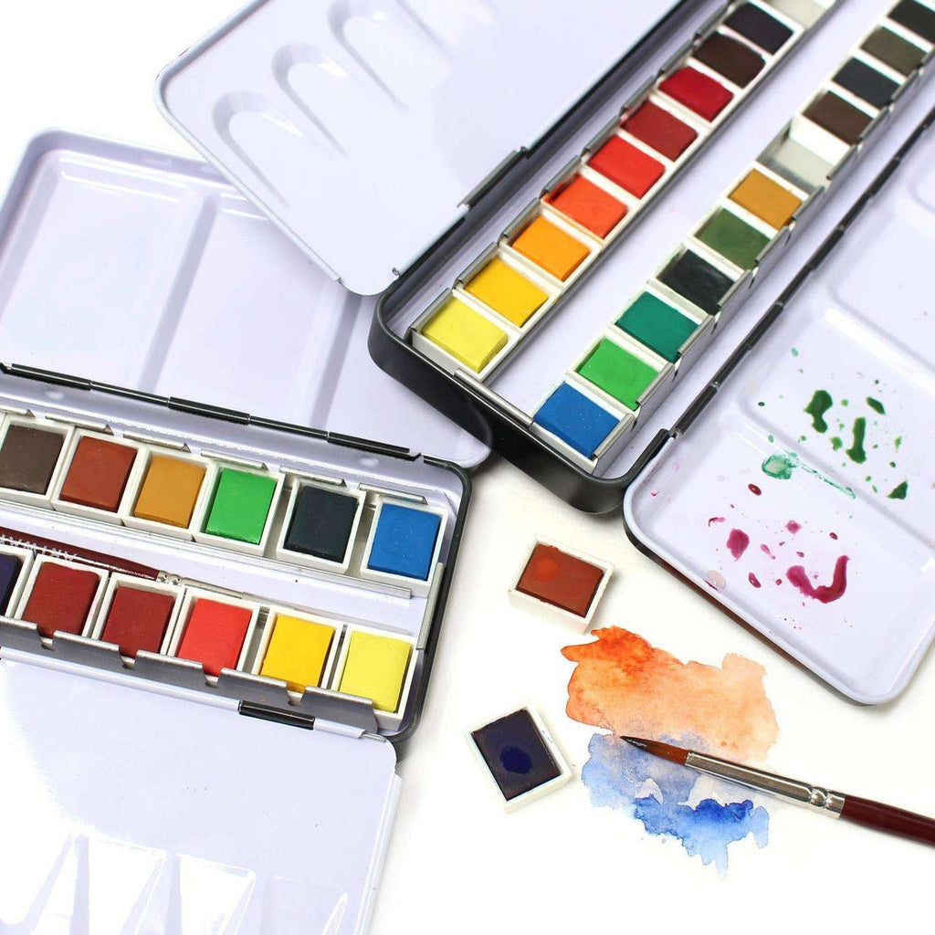 Watercolour Paint Set with Brush // 24 colors // by Artway - Artish
